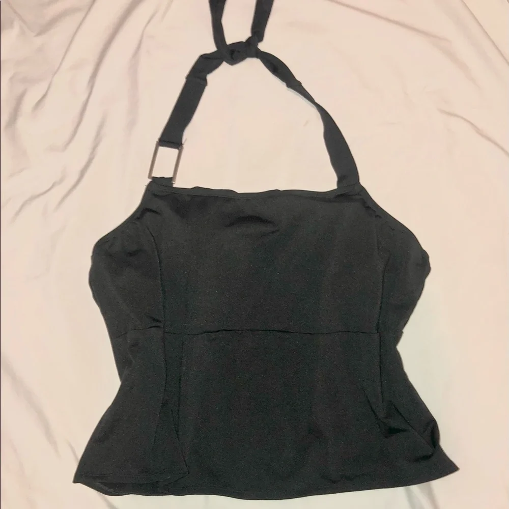 Merona tankini top halter style Black with silver hardware size 22W